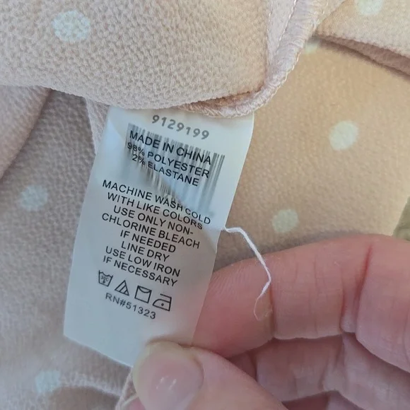 Vince Camuto Cold Shoulder Tiered Sleeve Pink & White Polka Dot Blouse Size XL - Picture 6 of 8